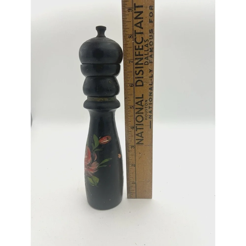 VTG Zassenhaus Pepper Mill Grinder West Germany Dark Wood Marked Rose Pattern 8